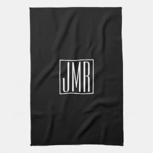 3 Initials Monogram   Black & White (or diy colour Kitchen Towel