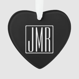 3 Initials Monogram Black & White (or diy colour Ornament