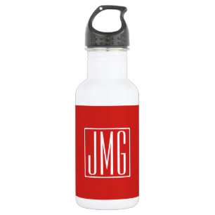3 Initials Monogram   Red & White (or diy colour) 532 Ml Water Bottle
