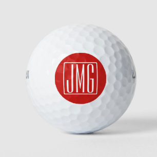 3 Initials Monogram   Red & White (or diy colour) Golf Balls