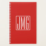 3 Initials Monogram | Red & White (or diy colour) Planner<br><div class="desc">Your three initials monogrammed.</div>