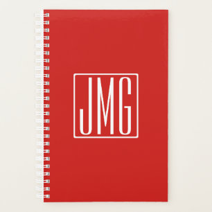 3 Initials Monogram   Red & White (or diy colour) Planner