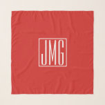 3 Initials Monogram | Red & White (or diy colour) Scarf<br><div class="desc">Your three initials monogrammed.</div>