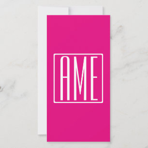 3 Initials Monogram White On Hot Pink