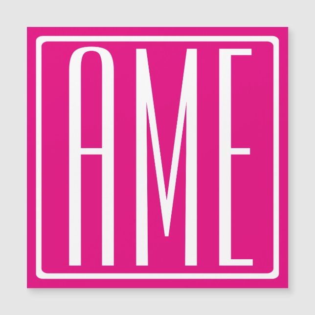 3 Initials Monogram | White On Hot Pink (Front)