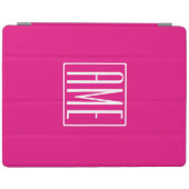 3 Initials Monogram | White On Hot Pink iPad Cover (Horizontal)