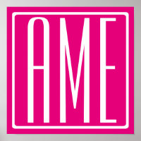 3 Initials Monogram | White On Hot Pink