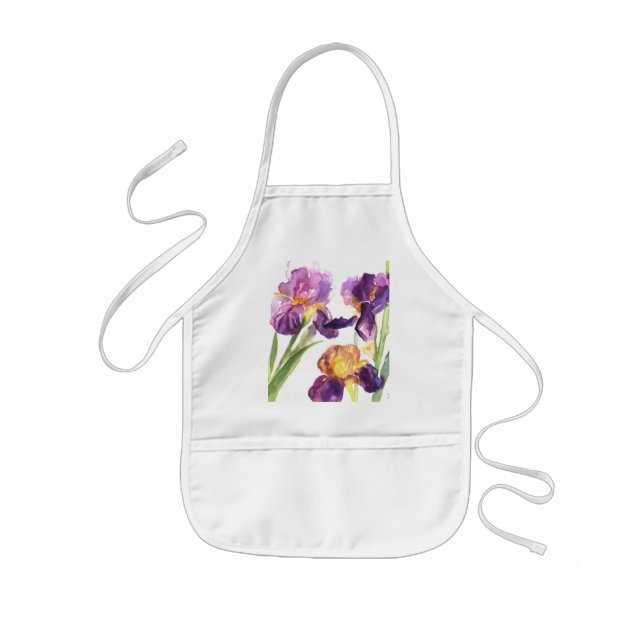 3 Iris Watercolor Apron (Front)