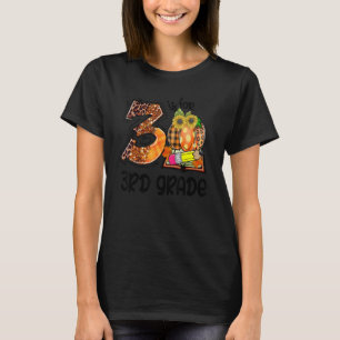 3 Is For 3rd Grade Leopard Pumpkin Teacher Fall Th T-Shirt
