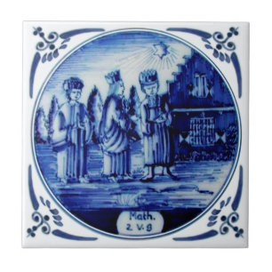 3 Kings Following Star (Matthew 2:9) Repro Delft Tile