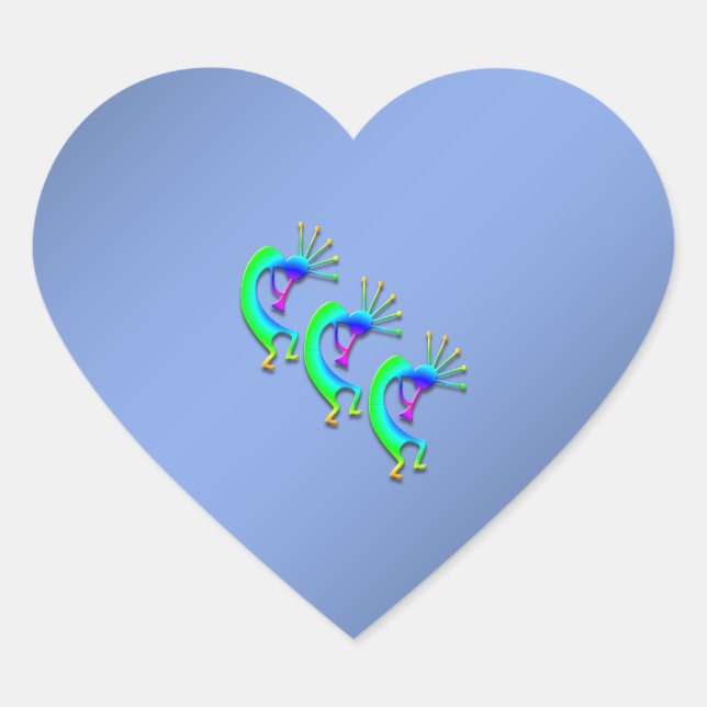 3 Kokopelli #86 Heart Sticker (Front)