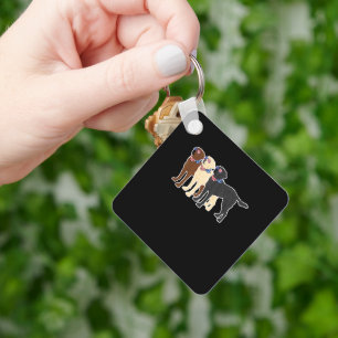 3 Labrador Retrievers Wearing USA Glasses Brown Bl Keychain