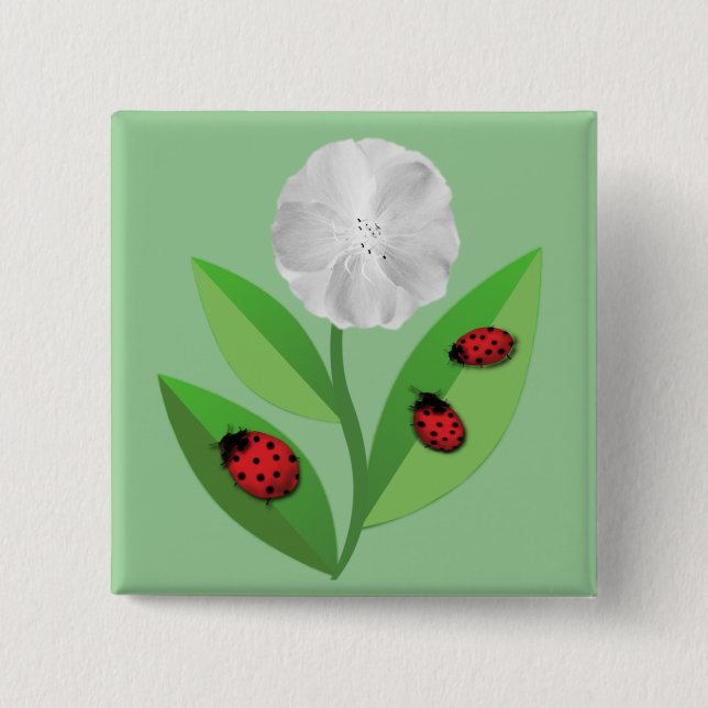 3 Ladybugs 2 Inch Square Button (Front)