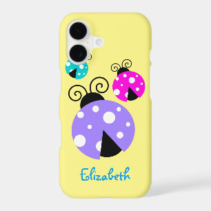 3 Ladybugs in Purple Pink and Blue Personalized