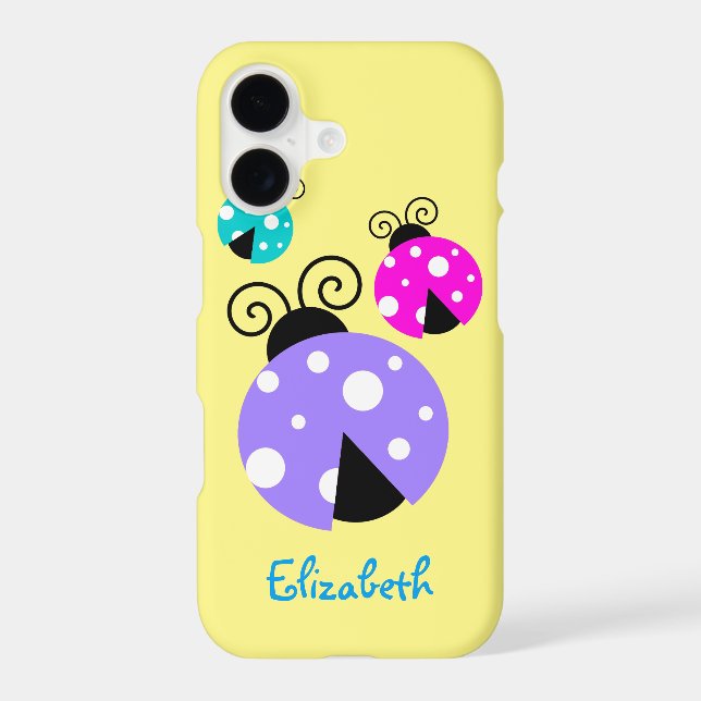 3 Ladybugs in Purple Pink and Blue Personalized (Back)