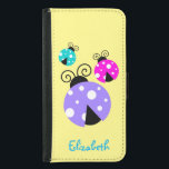 3 Ladybugs in Purple Pink and Blue Personalized Samsung Galaxy S5 Wallet Case<br><div class="desc">Some whimsical and cute ladybugs. These brightly coloured ladybugs have delightful round bodies with cute white polka dots across the back. Their heads are a half moon shape in black and have cute curly shaped feelers. These 3 ladybugs are painted bright purple, pink and blue. Personalize / customize with a...</div>