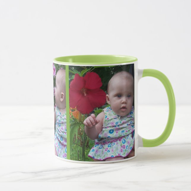 3 Large Photos Lime Background Easy Upload Mug (Right)