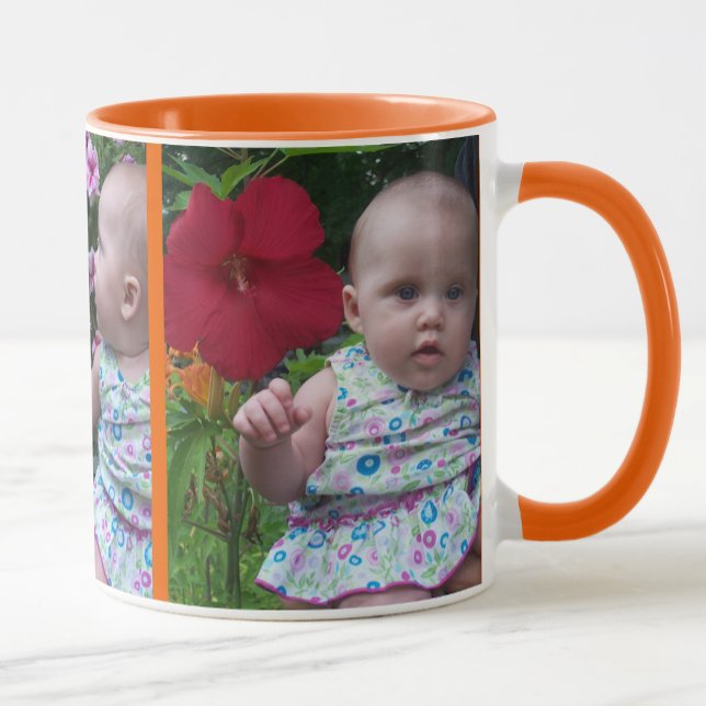 3 Large Photos Orange Background Easy Upload Mug (Creator Uploaded)