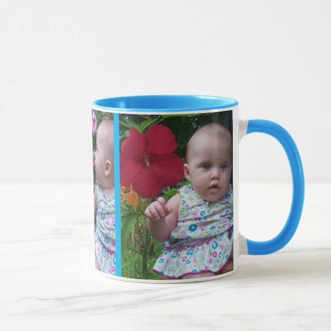 3 Large Photos Sky Blue Background Easy Upload Mug (Right)