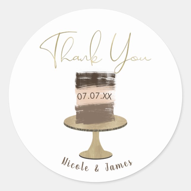 3 Layer Cake Modern Elegant Rustic Bridal Shower  Classic Round Sticker (Front)