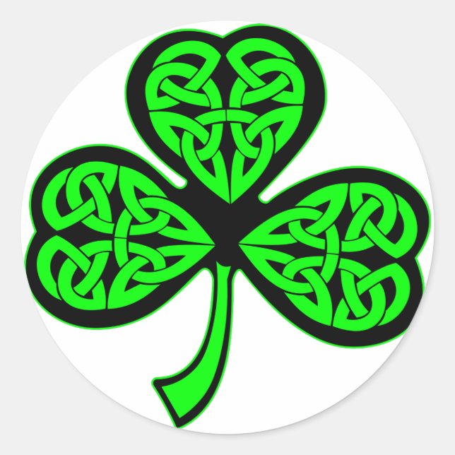 3 Leaf Celtic Shamrock Classic Round Sticker (Front)
