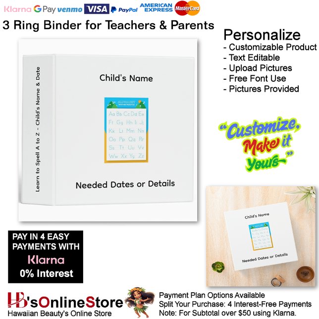 3 Learn To Spell A to Z Child's Name Date Teacher  Binder (3 Learn To Spell A to Z Child's Name Date Teacher 3 Ring Binder.)