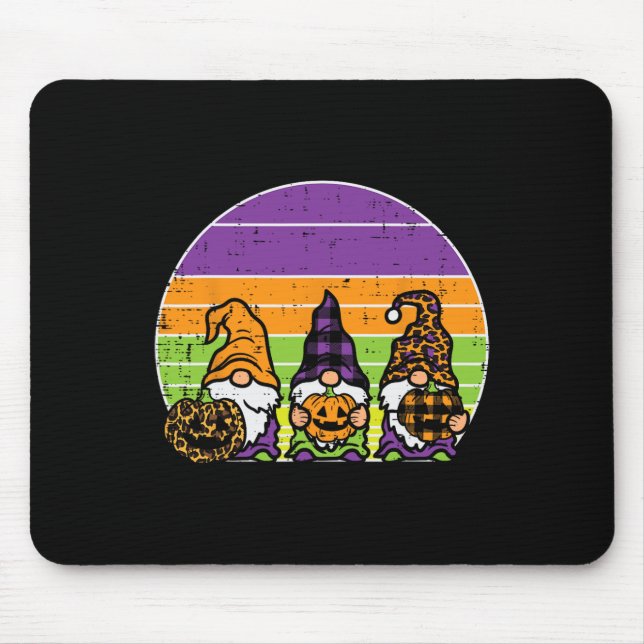 3 Leopard Plaid Gnomes Pumpkin Retro Halloween Cos Mouse Pad (Front)