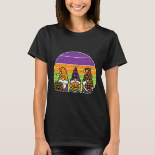 3 Leopard Plaid Gnomes Pumpkin Retro Halloween Cos T-Shirt