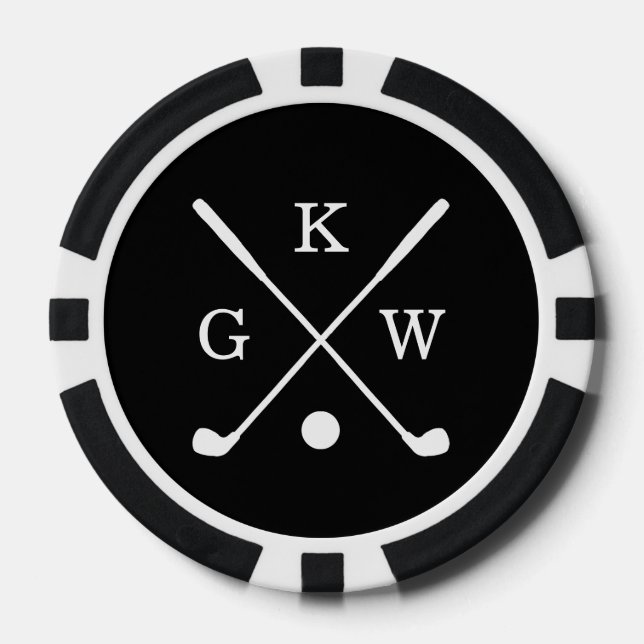 3-Letter Golf Clubs Monogram Poker Chips (Front)