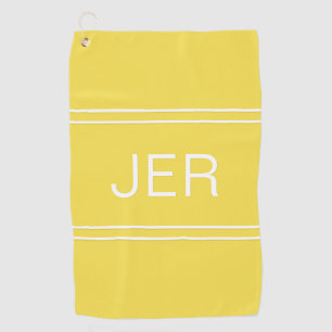 3 Letter Initials Monogrammed Golfer's Yellow Golf Towel
