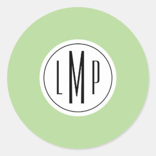 3 letter monogram template classic round sticker