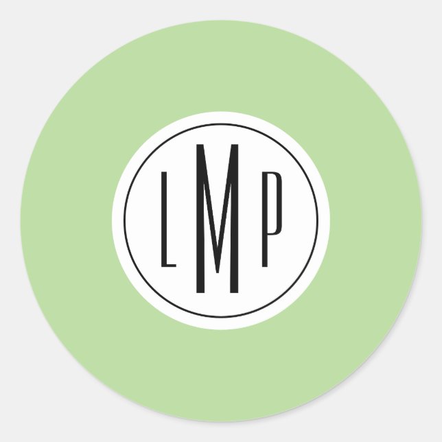 3 letter monogram template classic round sticker (Front)