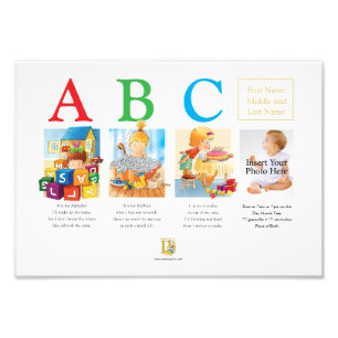 3 LETTRE NOM POSTER + détails de naissance + photo
