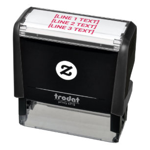 3 Lines Red Text Custom Self-inking Stamp