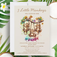 3 Little Monkeys Triplet Baby Shower