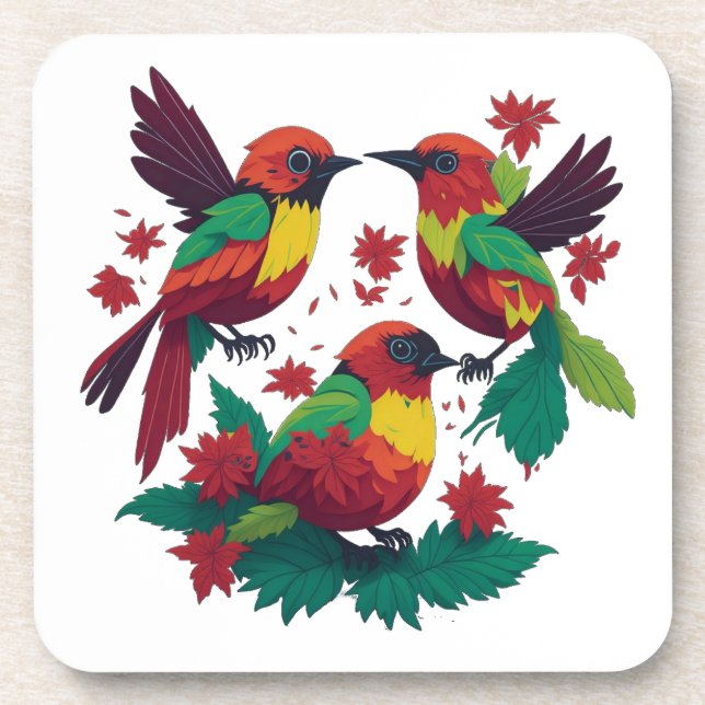 3 Little Reggae Birds Coaster (Front)