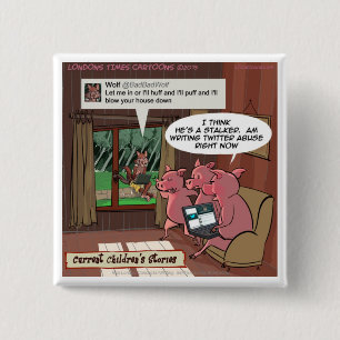 3 Little Social Media Savvy Pigs 2 Inch Square Button