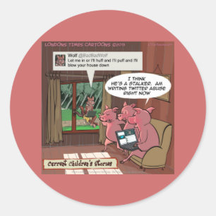 3 Little Social Media Savvy Pigs Classic Round Sticker
