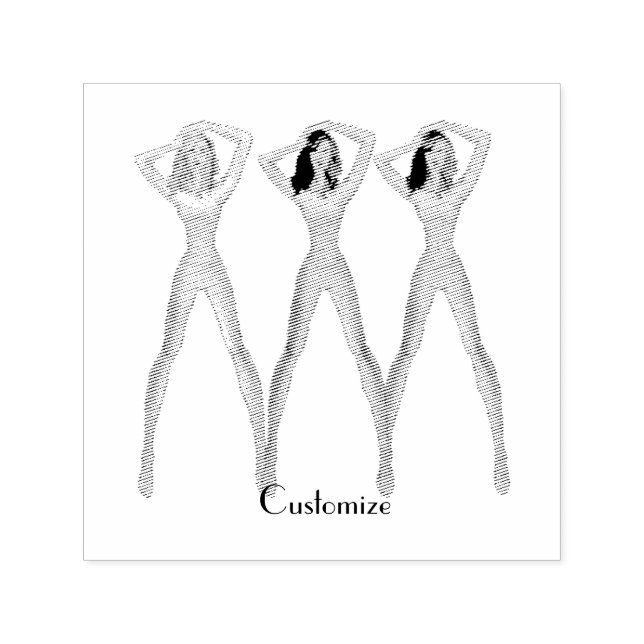 3 long-legged Ladies Standing Thunder_Cove  Self-inking Stamp (Design)