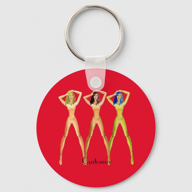 3 long-legged Ladies Standing Thunder_Cove  Square Keychain (Front)