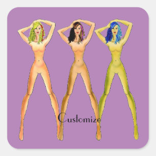 3 long-legged Ladies Standing Thunder_Cove  Square Sticker