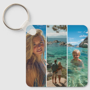 3 Long Vertical Strip Boho Photo Keychain