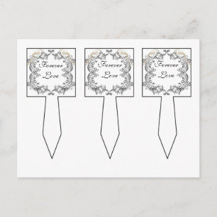 3 Love Birds Black/White Wedding Cup Cake Picks Postcard