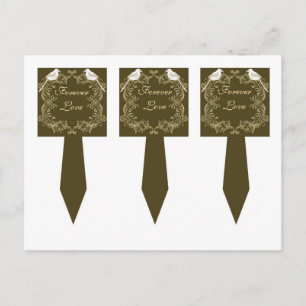 3 Love Birds Brown/Creme Wedding Cup Cake Picks Postcard