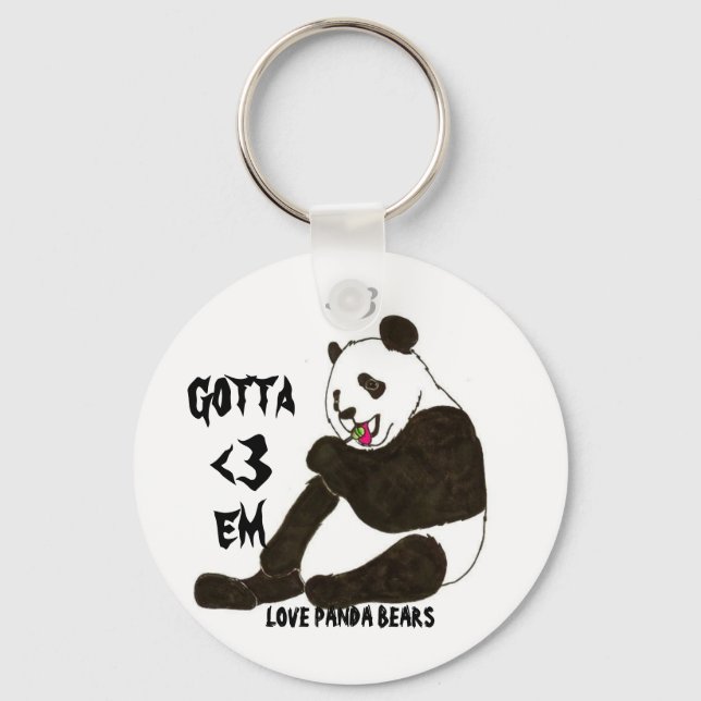 <3 LOVE PANDA BEARS KEYCHAIN (Front)