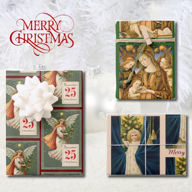 3 Lovely Christmas Angel  Wrapping Paper Sheet (Creator Uploaded)