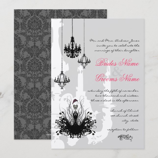 3 lustres noirs Faire-part de mariage d'accentuati (Devant / Derrière)