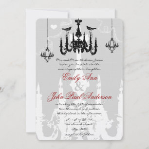 3 Lustres Noirs Faire-Part de Mariage Oiseaux de l