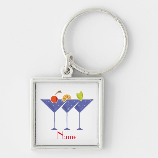 3 Martini Cocktails Thunder_Cove Keychain (Front)
