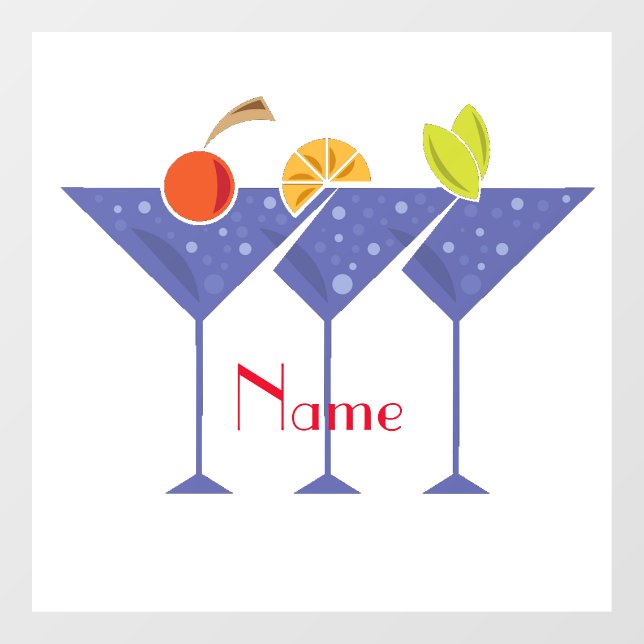 3 Martini Cocktails Thunder_Cove Window Cling (Sheet)